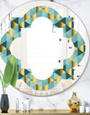 Gold and Blue Dynamics V - Modern Round or Oval Wall Mirror - Quatrefoil