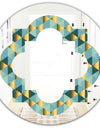 Gold and Blue Dynamics V - Modern Round or Oval Wall Mirror - Quatrefoil