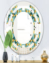 Gold and Blue Dynamics V - Modern Round or Oval Wall Mirror - Space