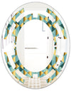 Gold and Blue Dynamics V - Modern Round or Oval Wall Mirror - Space