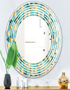 Gold and Blue Dynamics V - Modern Round or Oval Wall Mirror - Wave