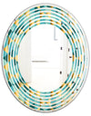 Gold and Blue Dynamics V - Modern Round or Oval Wall Mirror - Wave