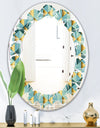Gold and Blue Dynamics V - Modern Round or Oval Wall Mirror - Leaves