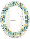 Gold and Blue Dynamics V - Modern Round or Oval Wall Mirror - Leaves