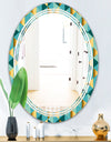 Gold and Blue Dynamics V - Modern Round or Oval Wall Mirror - Triple C