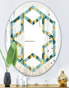 Gold and Blue Dynamics V - Modern Round or Oval Wall Mirror - Hexagon Star