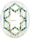 Gold and Blue Dynamics V - Modern Round or Oval Wall Mirror - Hexagon Star