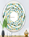 Gold and Blue Dynamics V - Modern Round or Oval Wall Mirror - Whirl