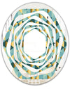 Gold and Blue Dynamics V - Modern Round or Oval Wall Mirror - Whirl