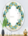 Gold and Blue Dynamics V - Modern Round or Oval Wall Mirror - Quatrefoil