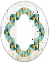 Gold and Blue Dynamics V - Modern Round or Oval Wall Mirror - Quatrefoil