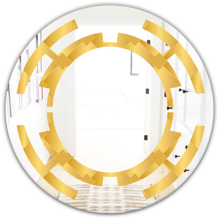 Golden Geometric I - Modern Round or Oval Wall Mirror - Space