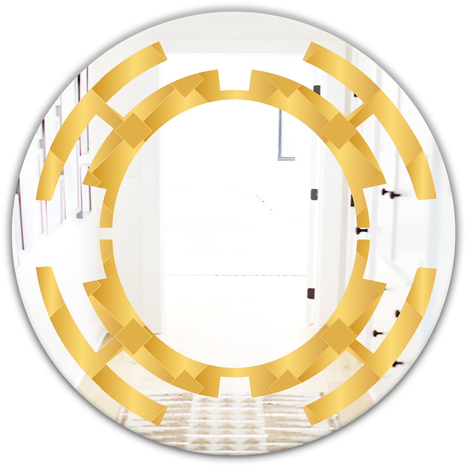 Golden Geometric I - Modern Round or Oval Wall Mirror - Space