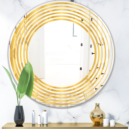 Golden Geometric I - Modern Round or Oval Wall Mirror - Wave