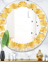Golden Geometric I - Modern Round or Oval Wall Mirror - Leaves