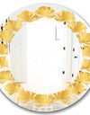 Golden Geometric I - Modern Round or Oval Wall Mirror - Leaves