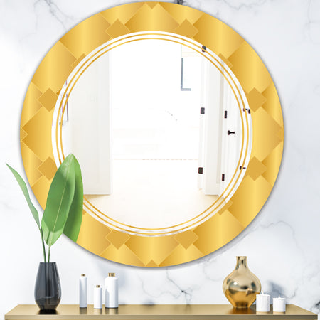 Golden Geometric I - Modern Round or Oval Wall Mirror - Triple C
