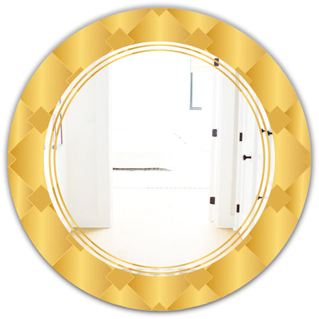 Golden Geometric I - Modern Round or Oval Wall Mirror - Triple C