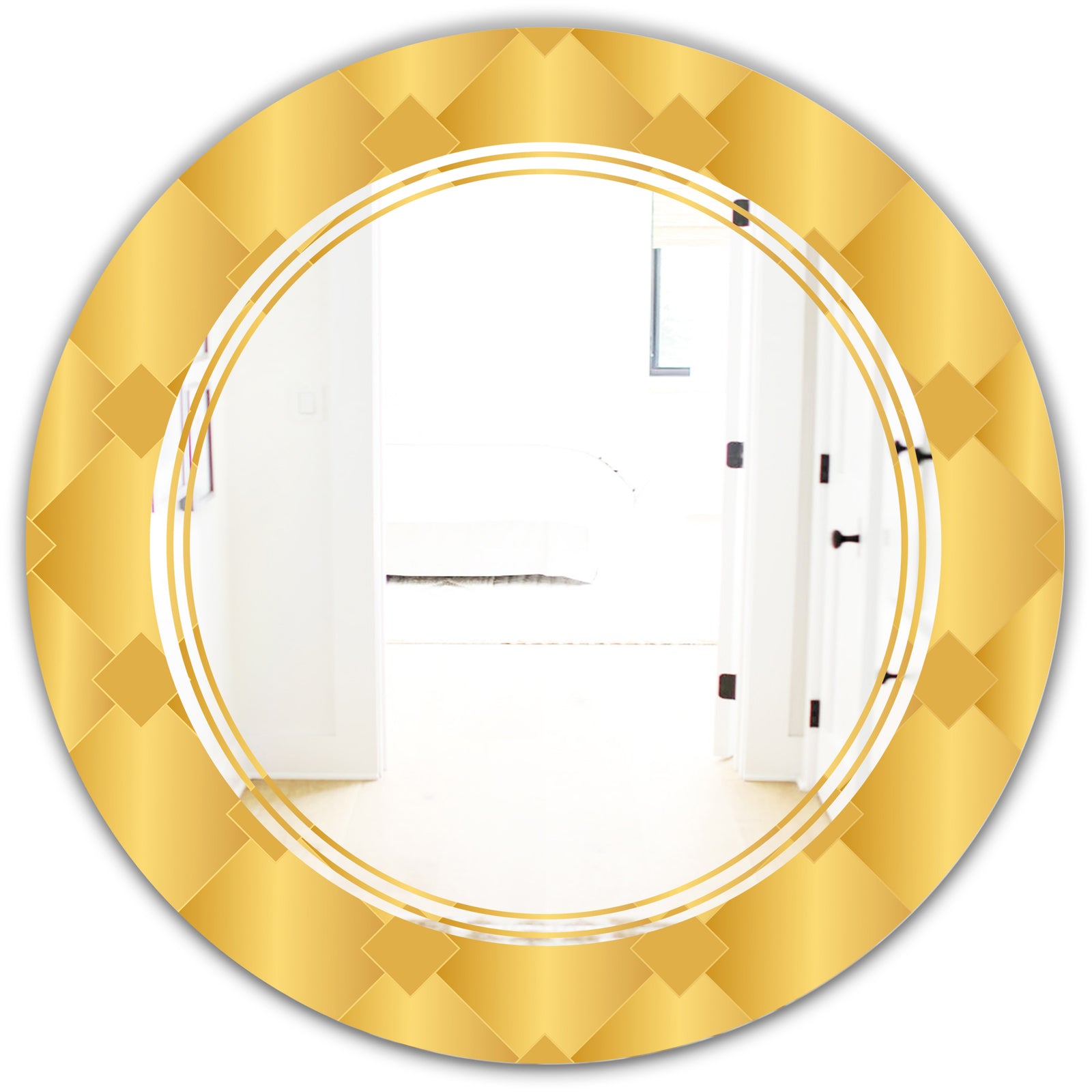 Golden Geometric I - Modern Round or Oval Wall Mirror - Triple C