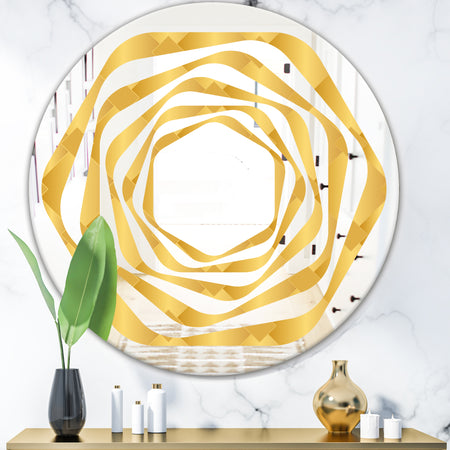 Golden Geometric I - Modern Round or Oval Wall Mirror - Whirl
