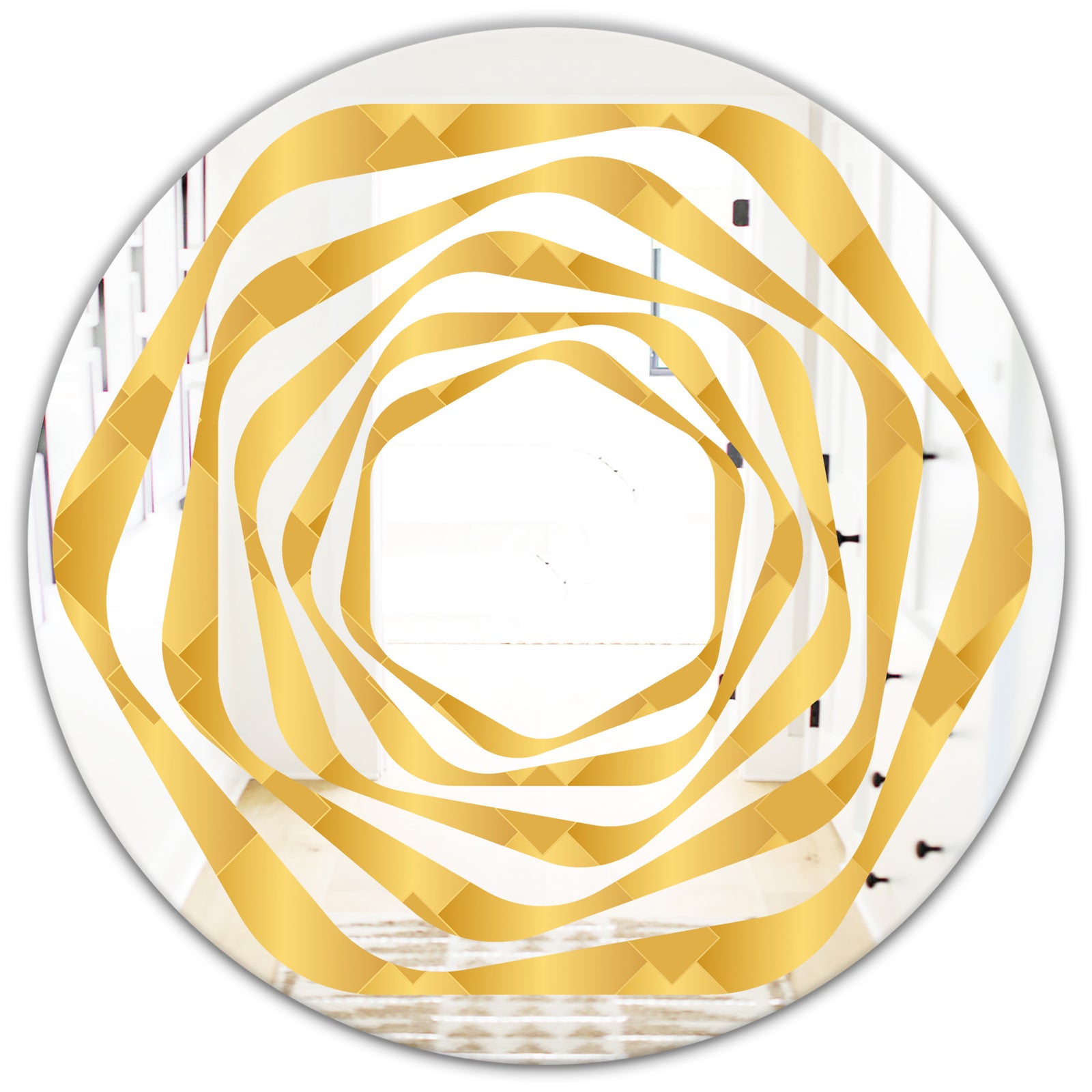 Golden Geometric I - Modern Round or Oval Wall Mirror - Whirl