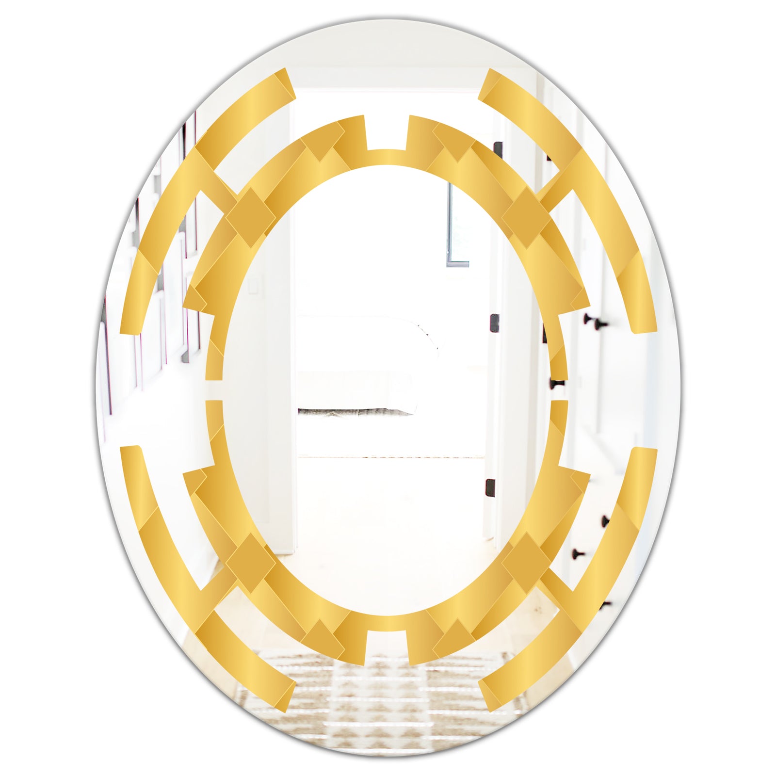Golden Geometric I - Modern Round or Oval Wall Mirror - Space