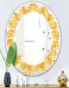 Golden Geometric I - Modern Round or Oval Wall Mirror - Leaves