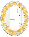 Golden Geometric I - Modern Round or Oval Wall Mirror - Leaves