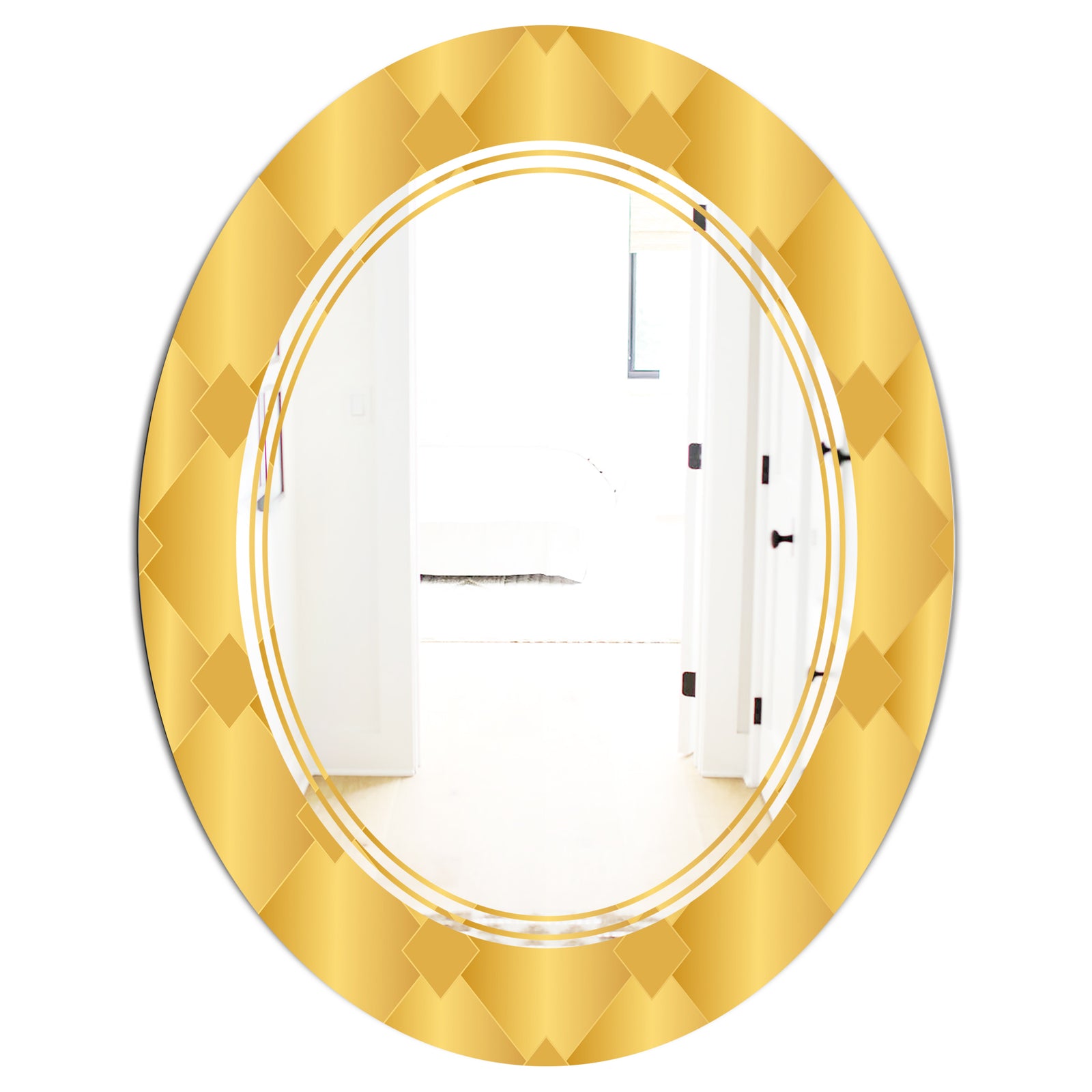 Golden Geometric I - Modern Round or Oval Wall Mirror - Triple C