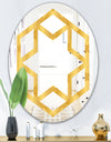 Golden Geometric I - Modern Round or Oval Wall Mirror - Hexagon Star