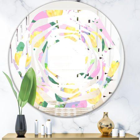 Floral pattern with flowers - Cottage Round or Oval Wall Mirror - Whirl