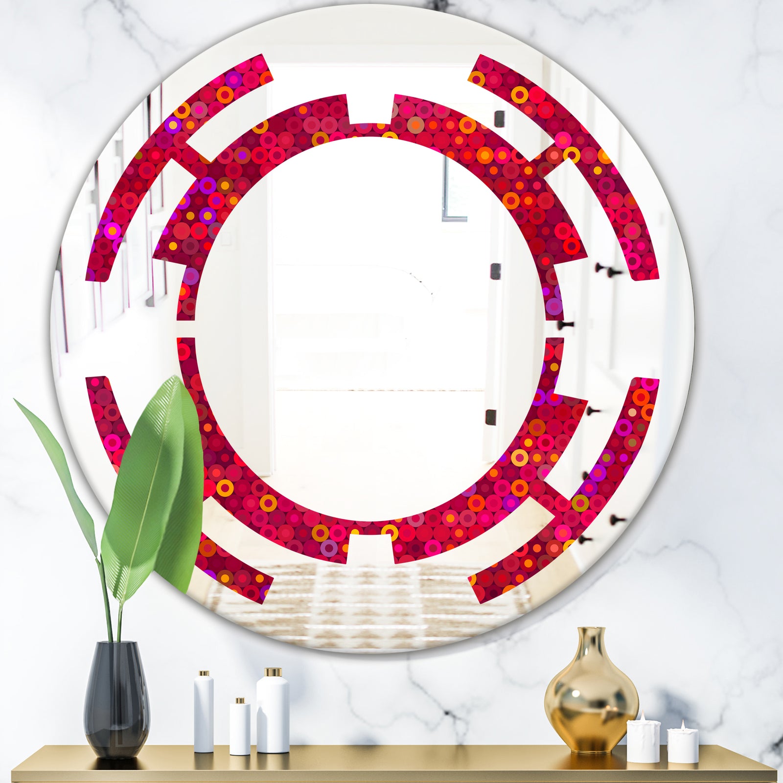Circular Retro Design III - Modern Round or Oval Wall Mirror - Space