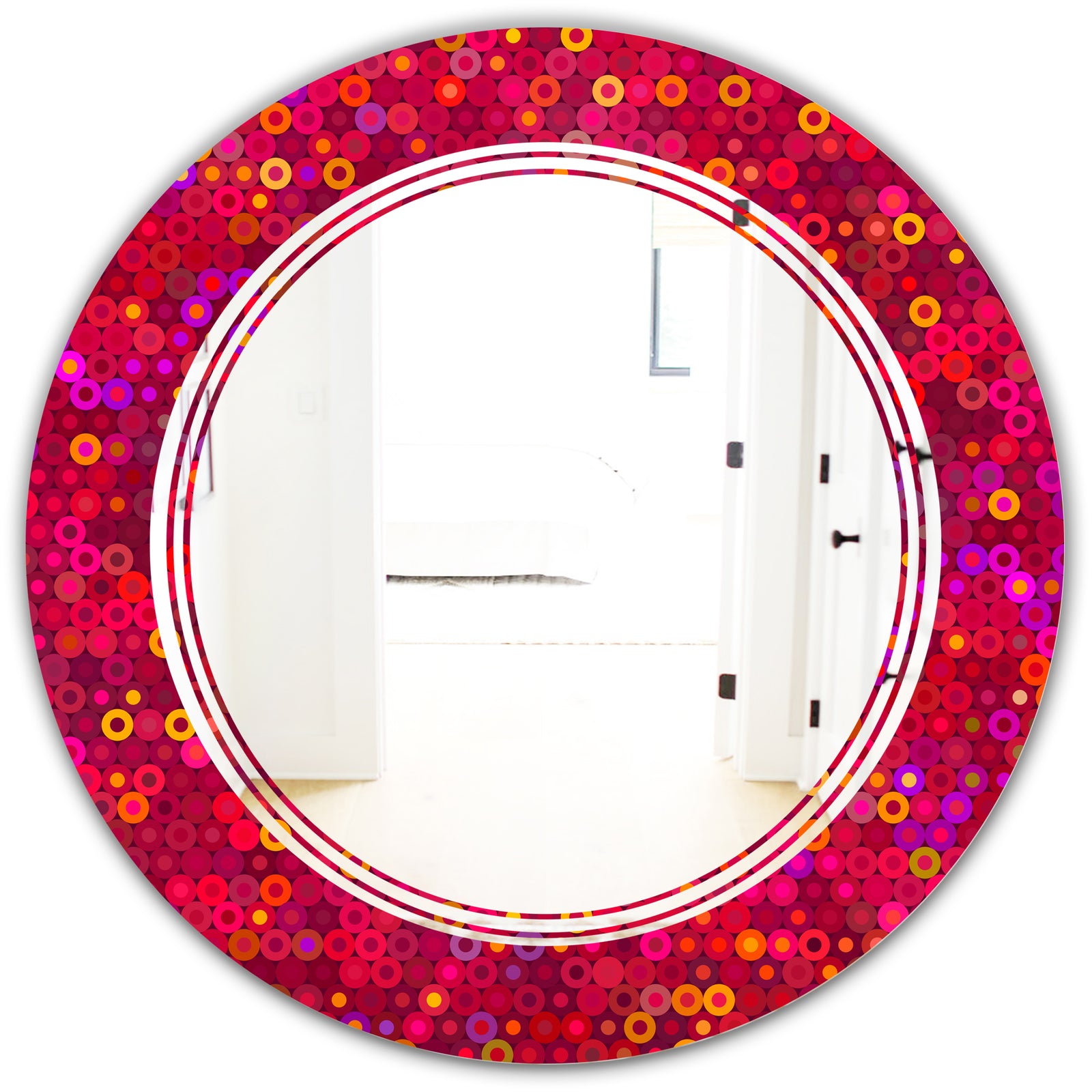Circular Retro Design III - Modern Round or Oval Wall Mirror - Triple C