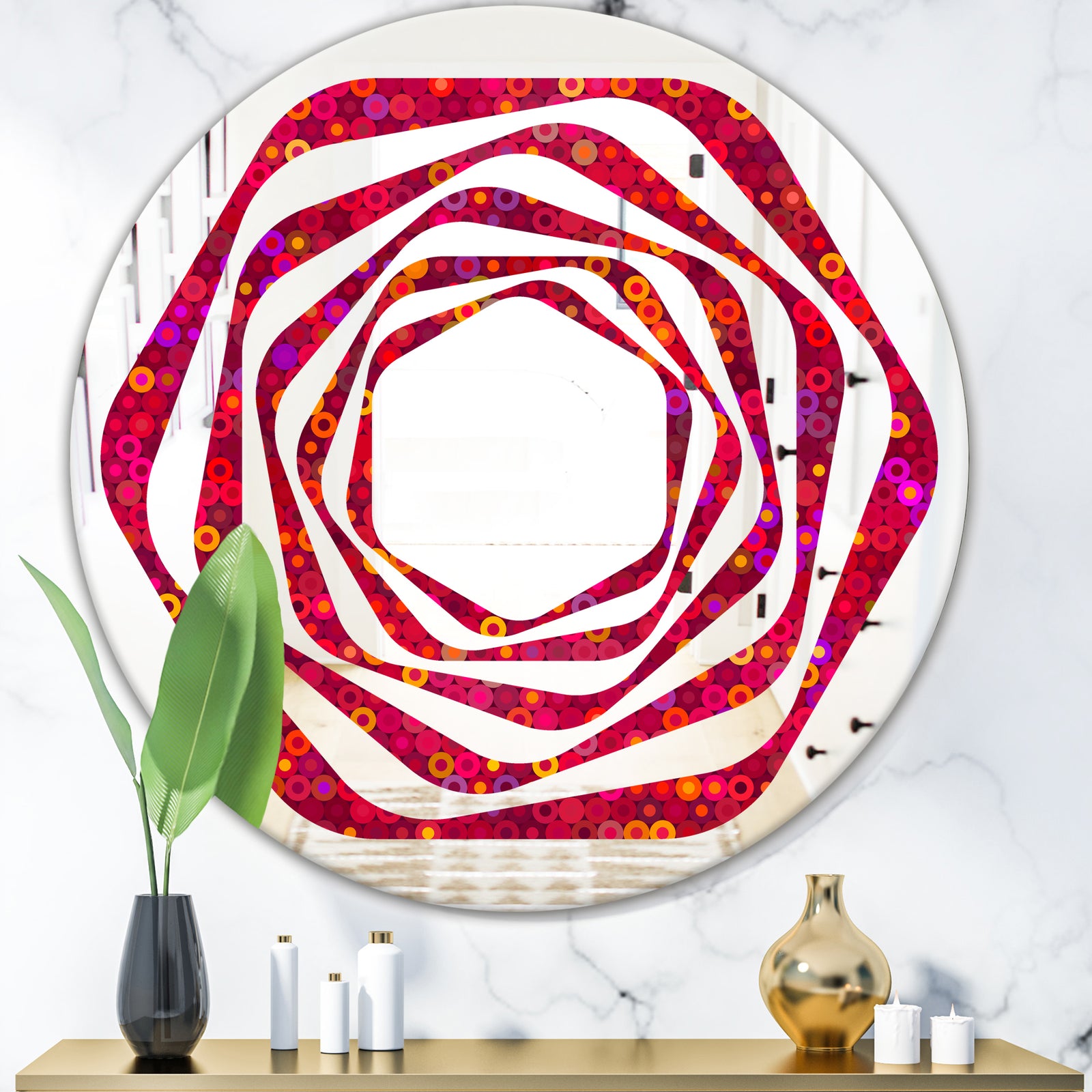 Circular Retro Design III - Modern Round or Oval Wall Mirror - Whirl