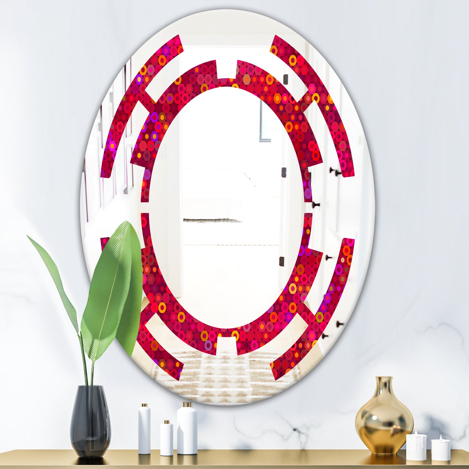 Circular Retro Design III - Modern Round or Oval Wall Mirror - Space