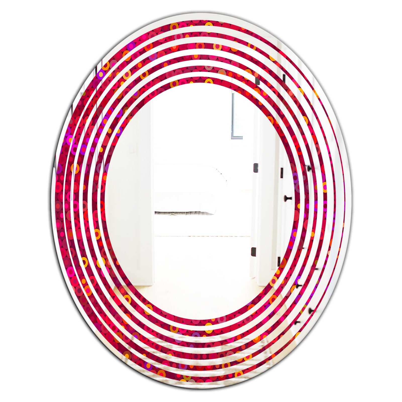 Circular Retro Design III - Modern Round or Oval Wall Mirror - Wave