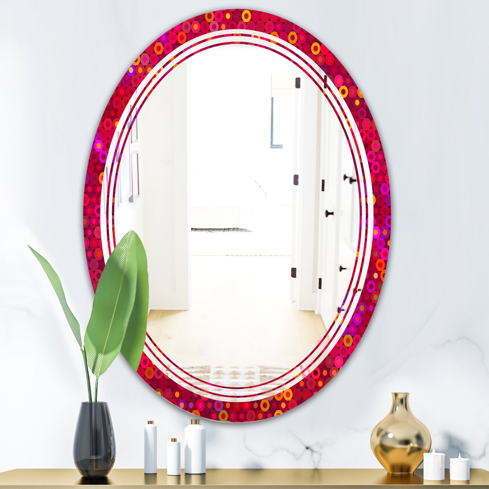 Circular Retro Design III - Modern Round or Oval Wall Mirror - Triple C