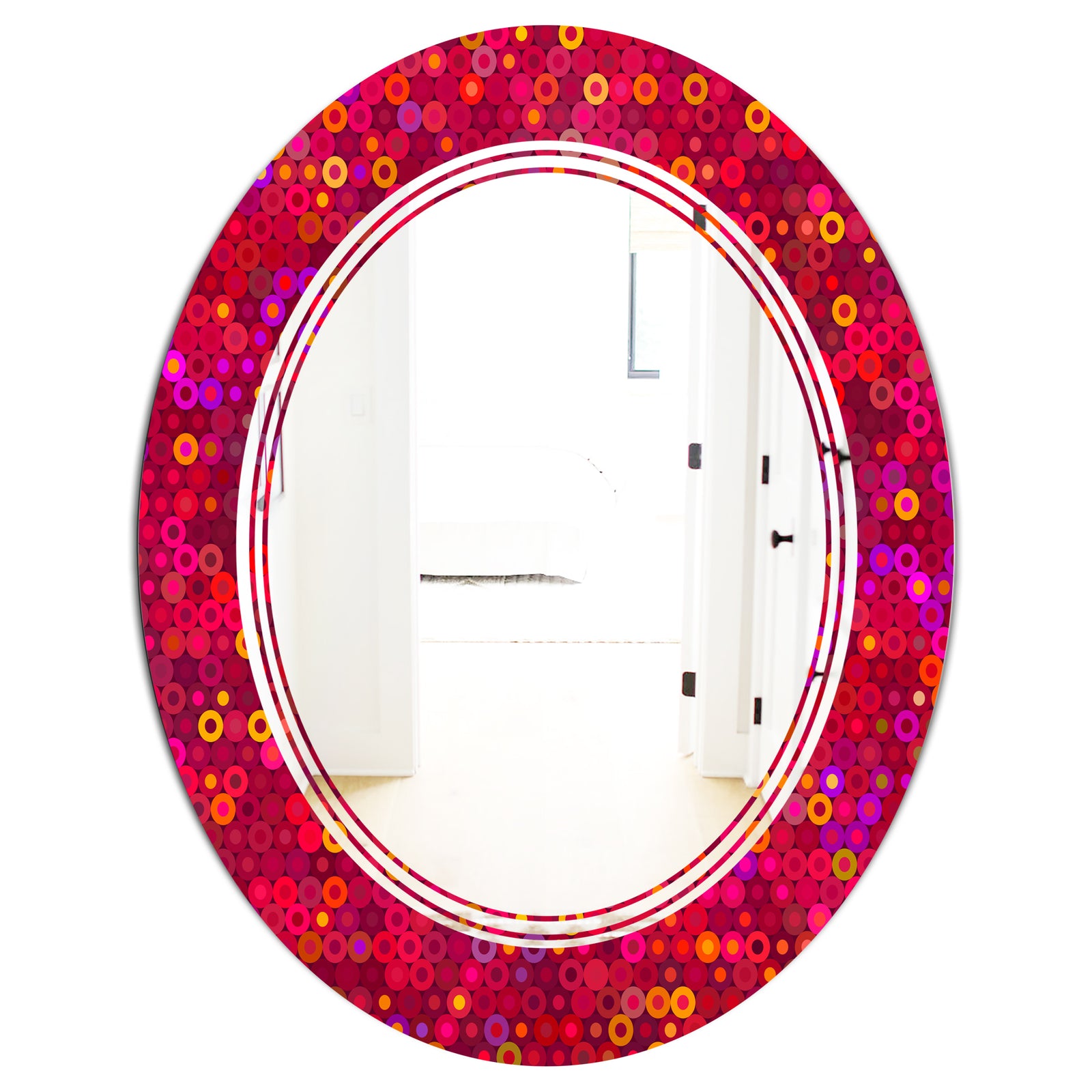Circular Retro Design III - Modern Round or Oval Wall Mirror - Triple C