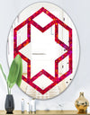 Circular Retro Design III - Modern Round or Oval Wall Mirror - Hexagon Star