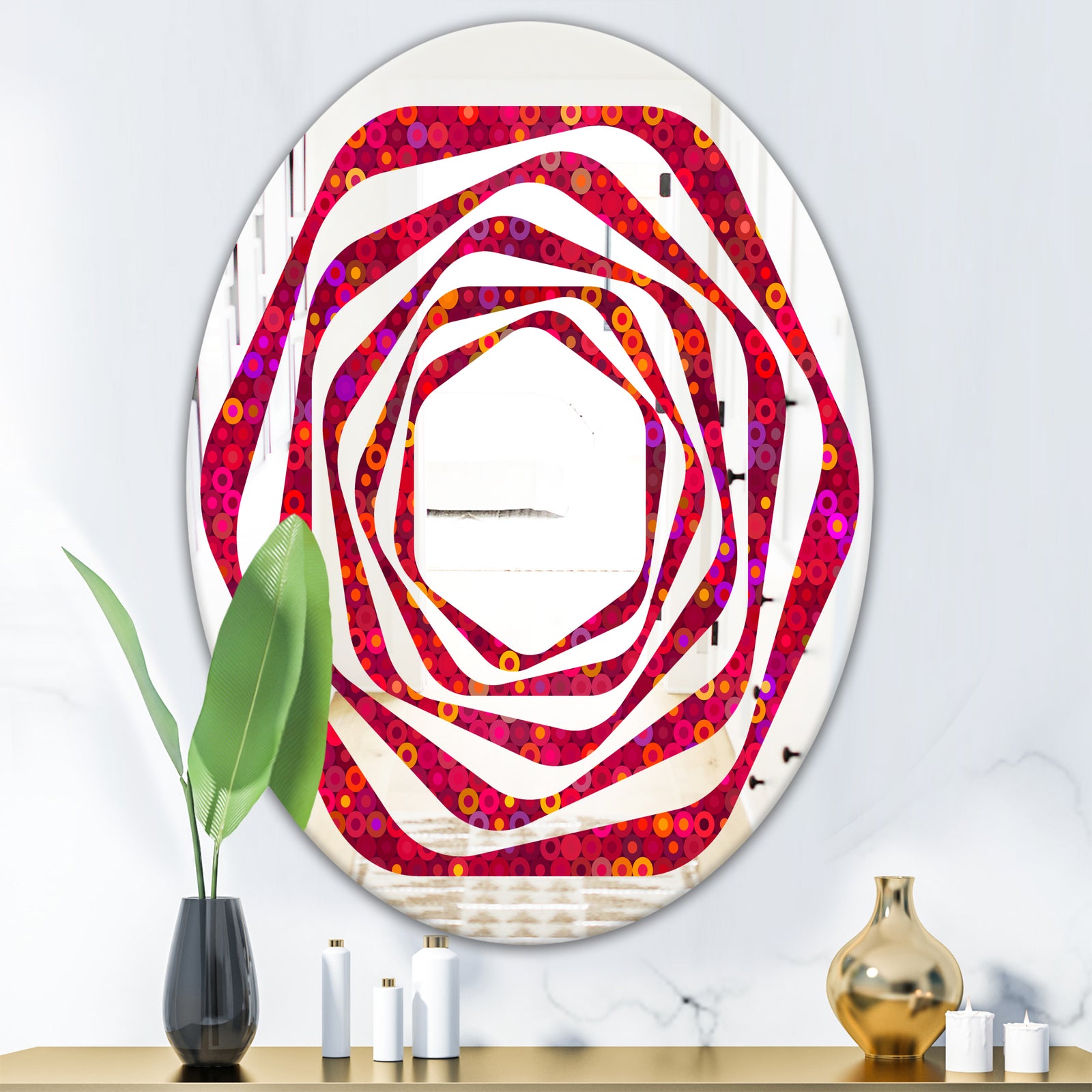 Circular Retro Design III - Modern Round or Oval Wall Mirror - Whirl