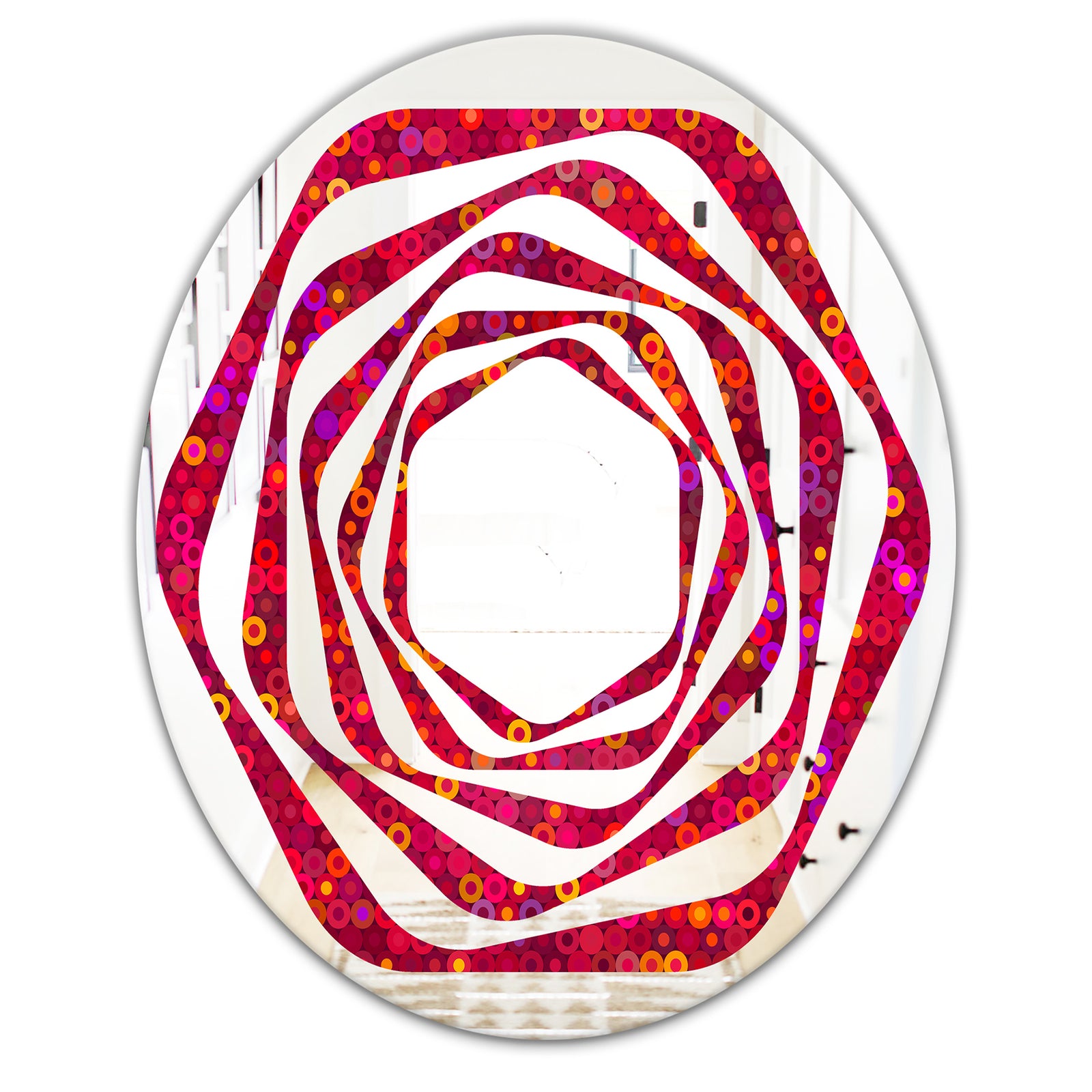 Circular Retro Design III - Modern Round or Oval Wall Mirror - Whirl