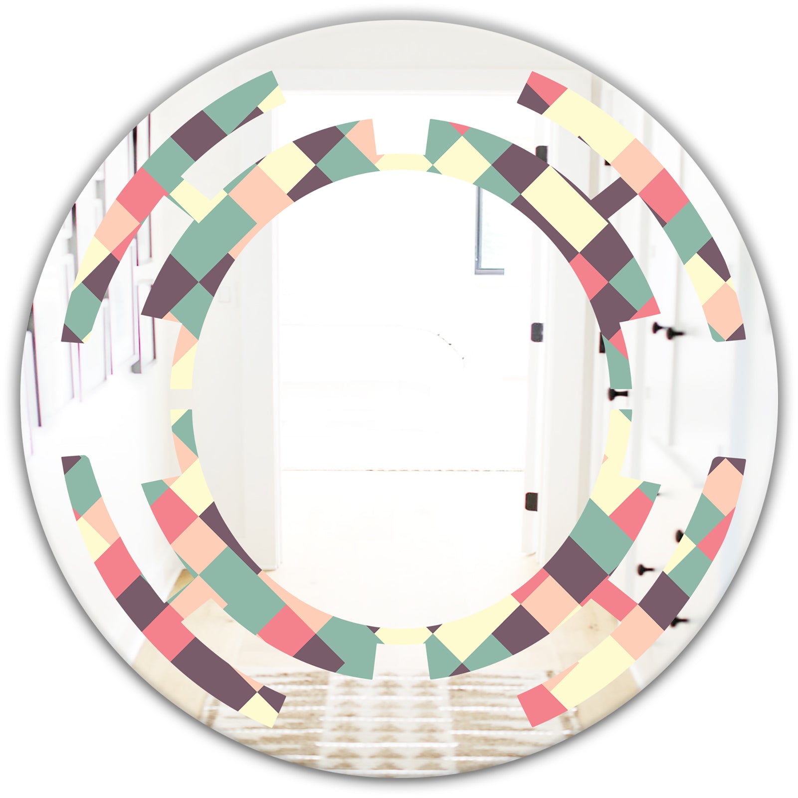 Retro Square Design IV - Modern Round or Oval Wall Mirror - Space