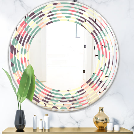 Retro Square Design IV - Modern Round or Oval Wall Mirror - Wave
