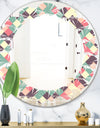 Retro Square Design IV - Modern Round or Oval Wall Mirror - Leaves