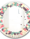 Retro Square Design IV - Modern Round or Oval Wall Mirror - Leaves