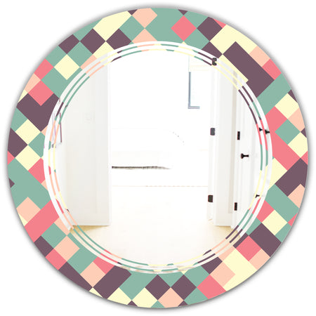 Retro Square Design IV - Modern Round or Oval Wall Mirror - Triple C