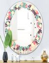 Retro Square Design IV - Modern Round or Oval Wall Mirror - Leaves