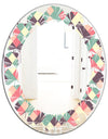 Retro Square Design IV - Modern Round or Oval Wall Mirror - Leaves