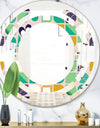 geometric pattern with leaves and flowers - Modern Round or Oval Wall Mirror - Space