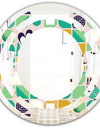 geometric pattern with leaves and flowers - Modern Round or Oval Wall Mirror - Space